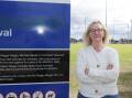 Wagga City Councillor Jenny McKinnon with the vandalism at Wagga's Michael Slater Oval on Wednesday. Picture by Tom Dennis