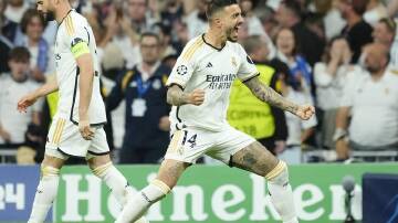 A late brace by Real Madrid's Joselu has taken his side into the Champions League final. (AP PHOTO)