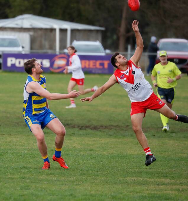 Griffith defender Charlie Cunial is free to play this weekend after accepting an early guilty plea for rough conduct in their loss to MCUE on Saturday. Picture by Les Smith