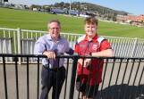 St Michaels treasurer Dave Lonergan alongside new club coach Beck Frostick at Robertson Oval. Picture by Les Smith