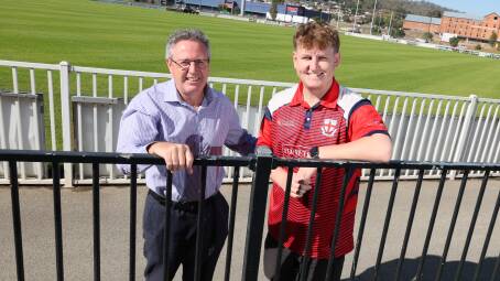 St Michaels treasurer Dave Lonergan alongside new club coach Beck Frostick at Robertson Oval. Picture by Les Smith