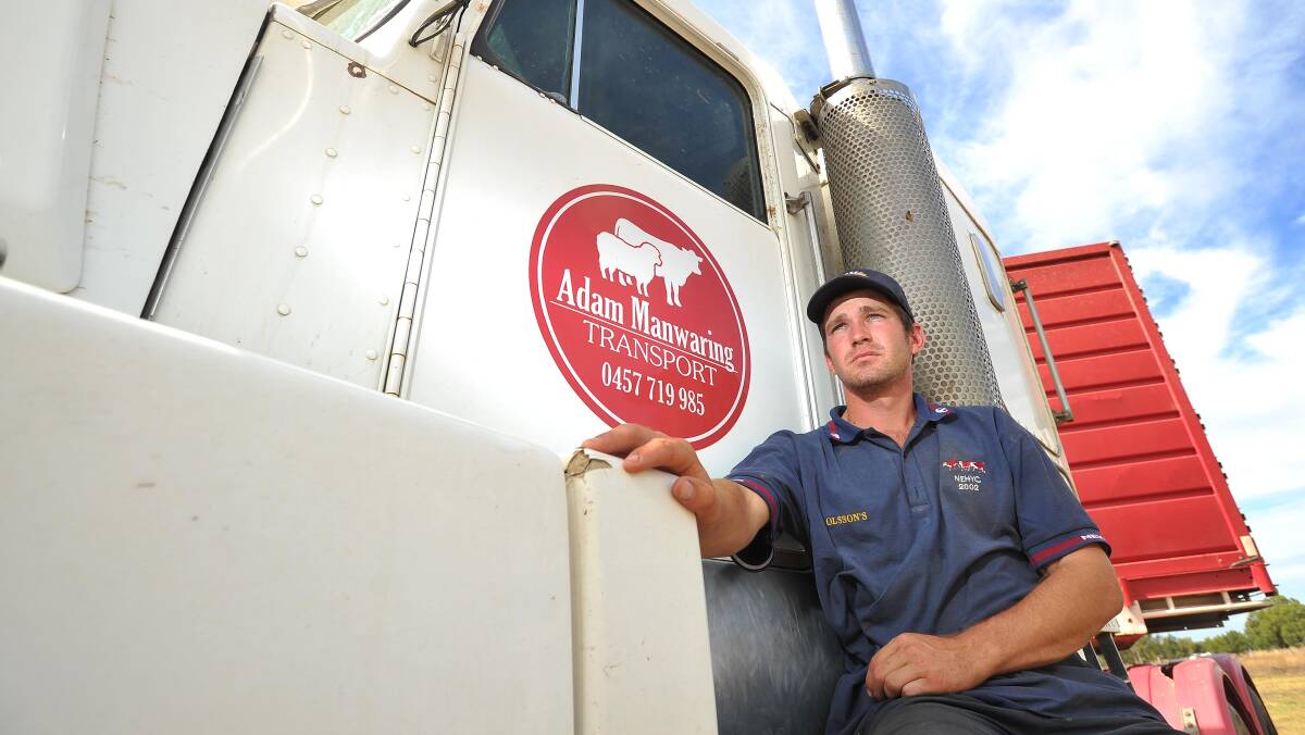 READY TO ROLL: Livestock carrier Adam Manwaring of Uranquinty will help to deliver more than 15 truck loads of hay to bush-fire affected areas. 