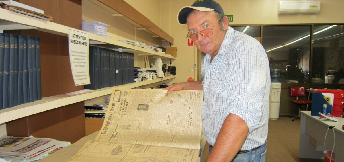 THE TREASURE TROVE: West Wyalong farmer Ross Harmer reviews newspaper files from years gone by in search of a good story for his movie making. 