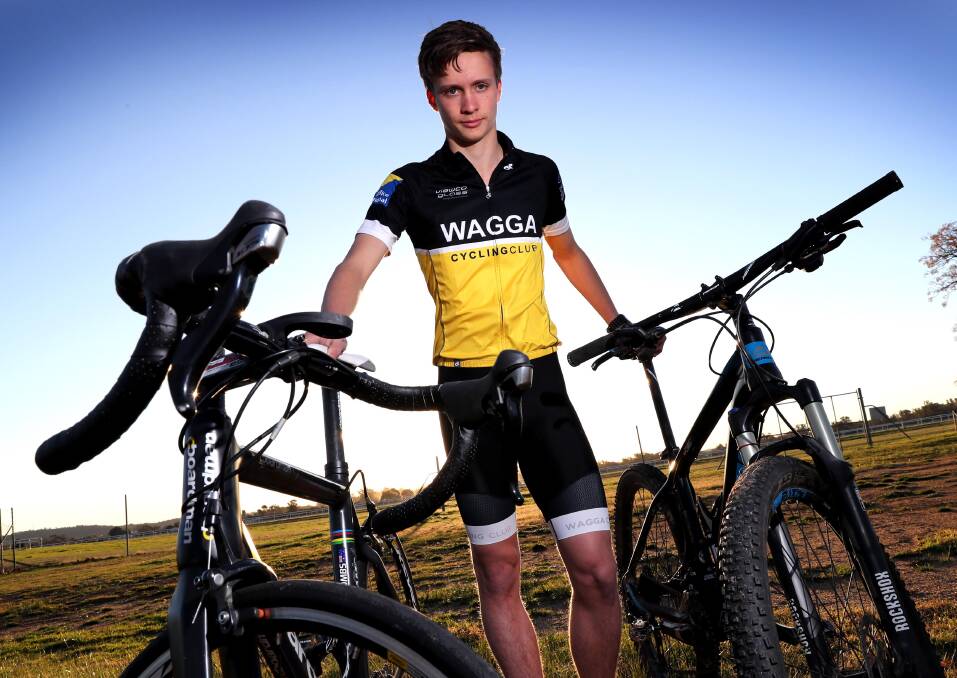 JUGGLING ACT: Calvin Combs, who has long enjoyed mountain biking success, is now also competing in road racing for the Wagga Cycling Club. Picture: Les Smith