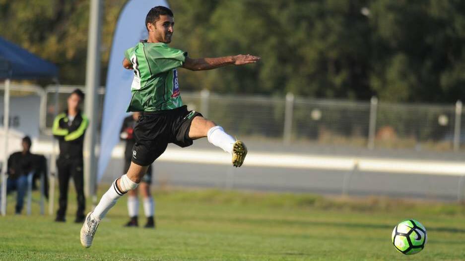 South Wagga striker Nazar Yousif lets one fly earlier this season. 