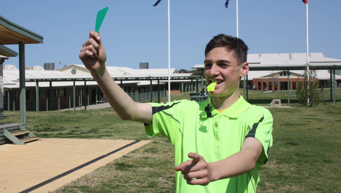 WHISTLEBLOWER: The Riverina Anglican College student Mitch Foster has been selected to umpire at the Pacific School Games in December. Picture: Nicolas Jungfer