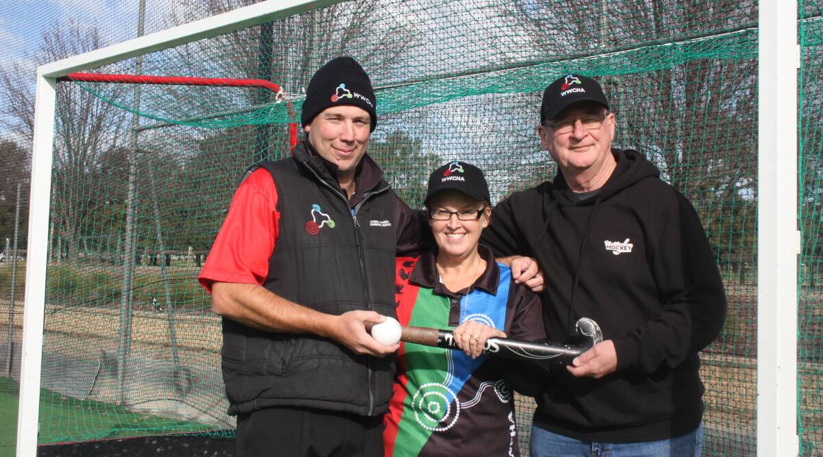 FIGHTING THE GOOD FIGHT: Wagga Hockey Competitions Manager Sam Arnold, treasurer Karen Boyd and president Ken Larkin. 