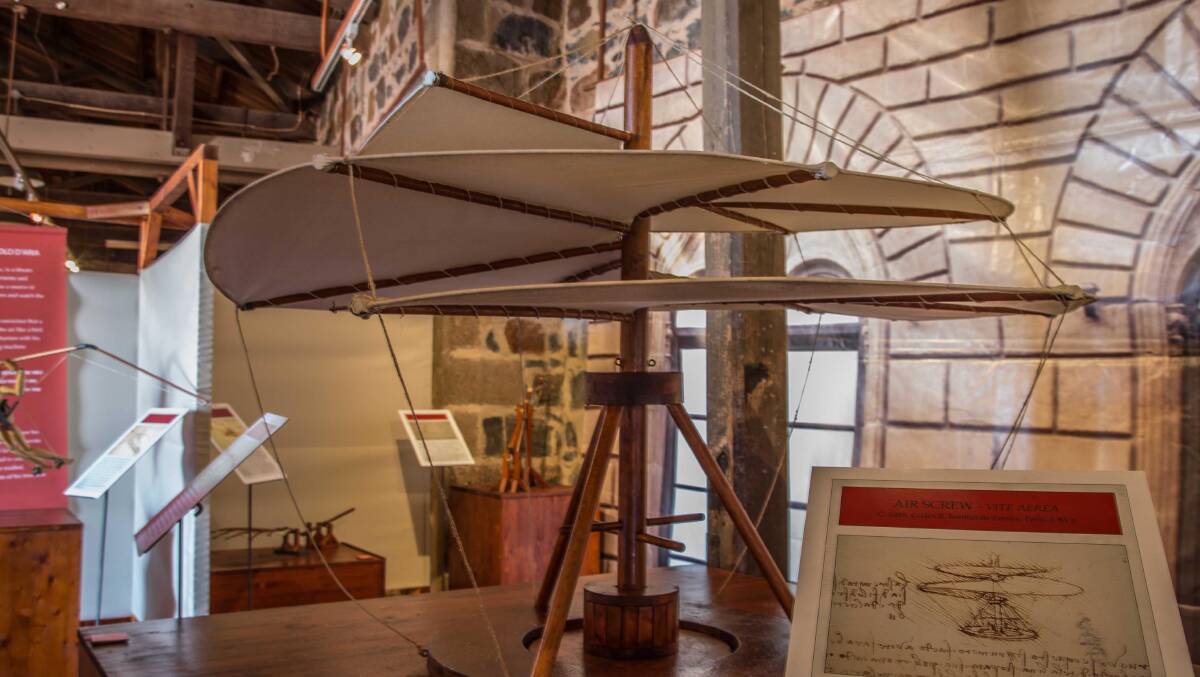 Leonardo da Vinci’s air screw … on display at the Temora Aviation Museum. 