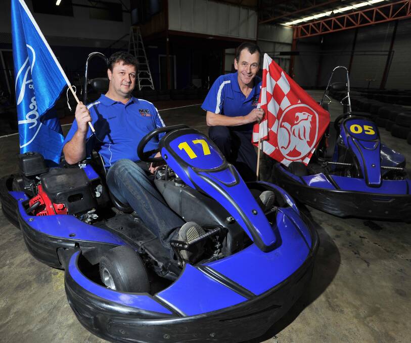 SHUTTING THE DOORS: Director Andrew Clarke and Brendan O'Conner from Ace Racing Indoor Go-Kart Centre. Picture: Kieren L Tilly