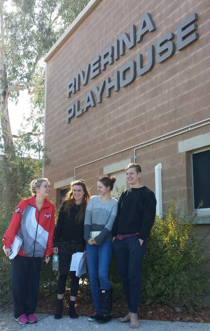 COMING HOME: First year acting students Demmi-Lee Clifford, Madeleine Russell, Bethany Skupien and Liam O’Halloran at the Riverina Playhouse. Picture: Fiona Halloran