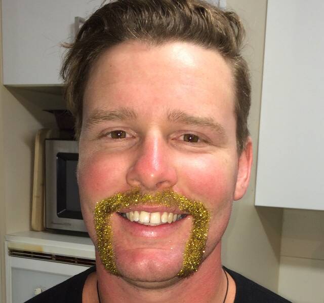 BRIGHT SPARK: Harrison Birch, 20, of Narrandera, put some sparkle into his Movember challenge by covering his moustache in glitter on Friday afternoon.