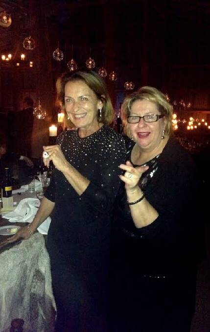 GOOD TIMES: Ellen Collier of Sydney and Annie Paton of Canberra enjoy themselves at the Gundagai Red Cross Ball at Kimo Estate at Nangus on Friday night.