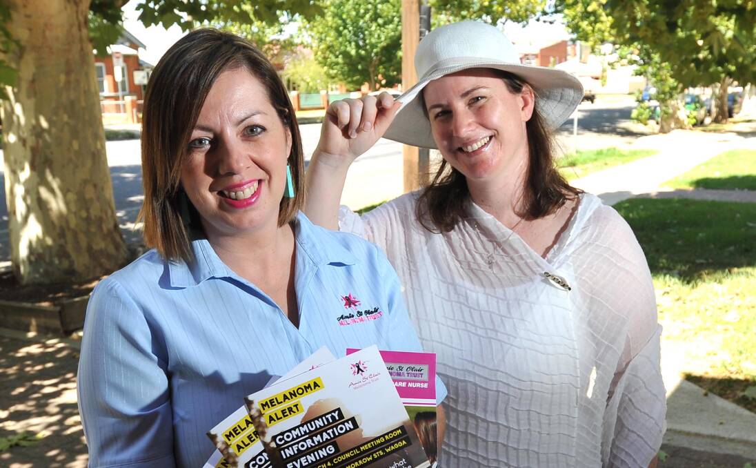 SLIP, SLOP, SLAP: Amie St Clair Melanoma Trust nurse Eileen Friedlieb and melanoma survivor Natalie McDermott are encouraging melanoma patients and their families to attend Wednesday's information night. Picture: Laura Hardwick