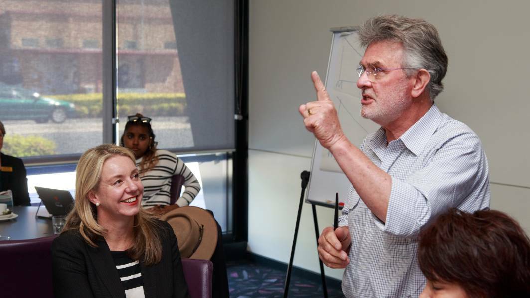HEARING THE ISSUES: Senator Bridget McKenzie and Professor John Halsey met with about 20 education representatives at The Cube on Wednesday. Pictures: Simon Bayliss 