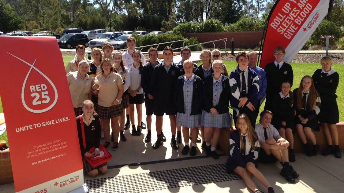 LIFE SAVERS: Wagga high school students have united to lead the charge in an effort to save lives through the Red 25 program to increase blood donations by 25 per cent.