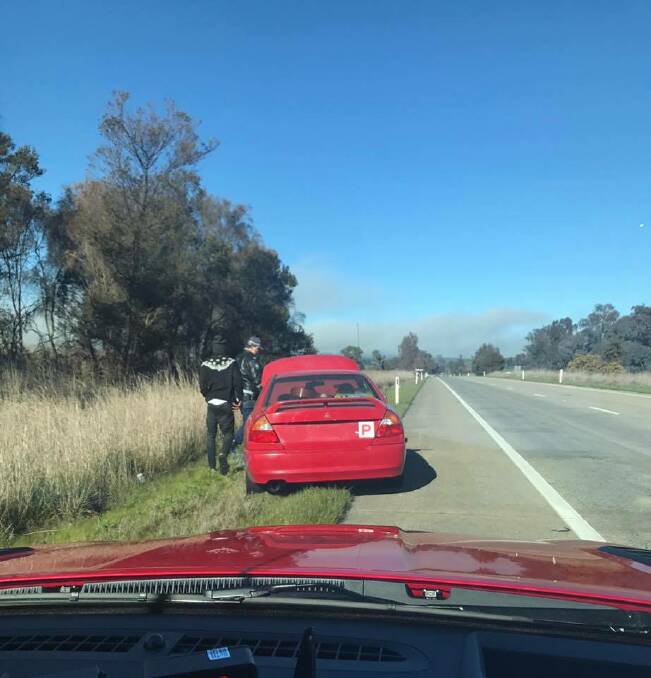 Police pull over a 17-year-old driver on the Hume Highway.
