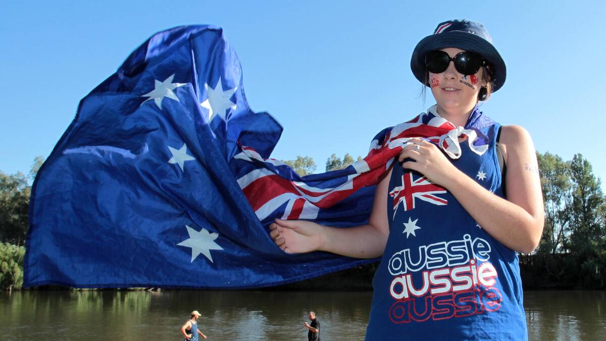 Chloe Sutton from Wagga at Wagga Beach on Australia Day last year. Picture: Les Smith