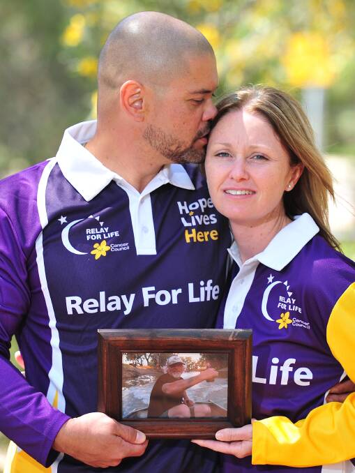 REMEMBERING: Stavros Tsolakides completed the Relay For Life for his wife Tammy after she lost her father Peter Doughty to cancer just six weeks ago. Picture: Kieren L Tilly