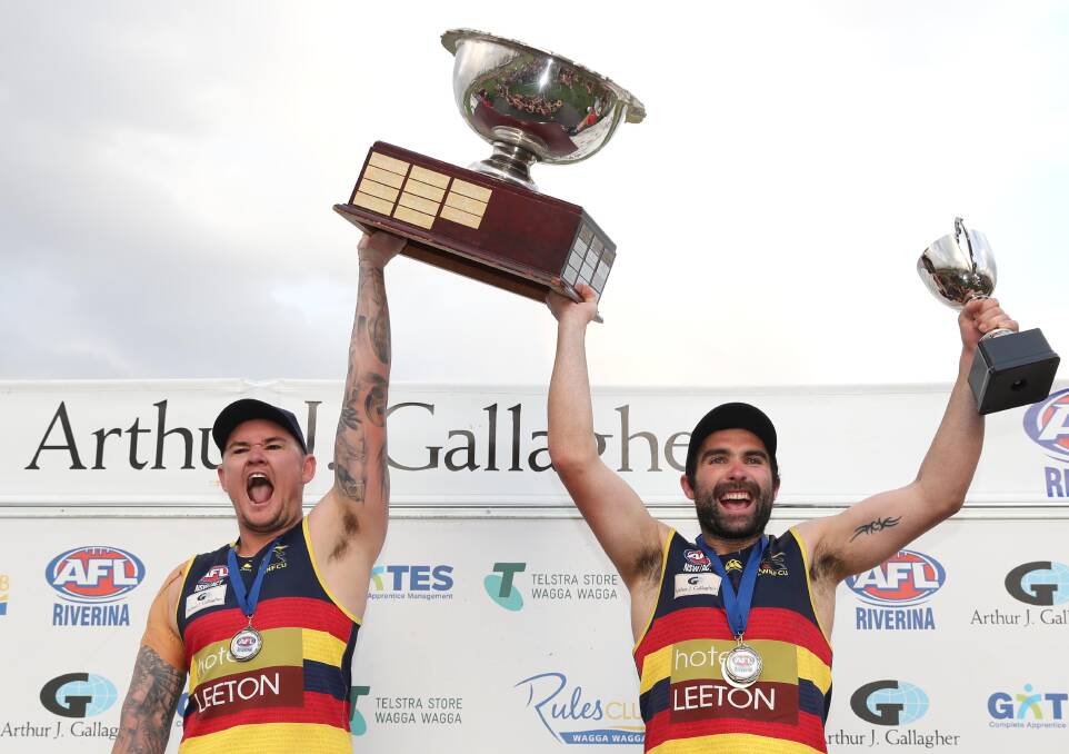 ON BOARD AGAIN: Leeton-Whitton premiership coach Jade Hodge and captain Bryce O'Garey have both re-signed for next year with the Crows. Picture: Les Smith