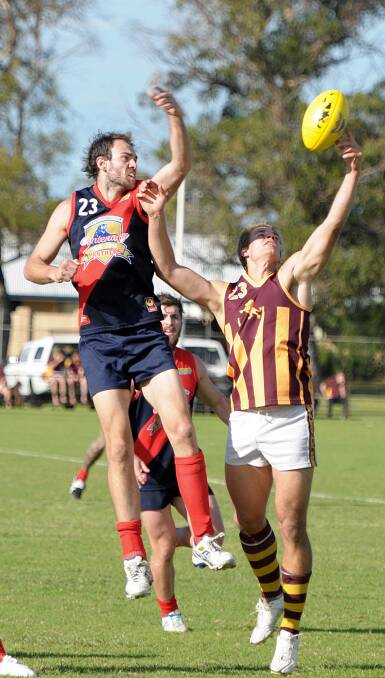 NEW SIGNING: Simon Hallsworth (right), pictured in action for Harvey-Brunswick-Leschenault, will play with Wagga Tigers this season. Picture: The Bunbury Mail