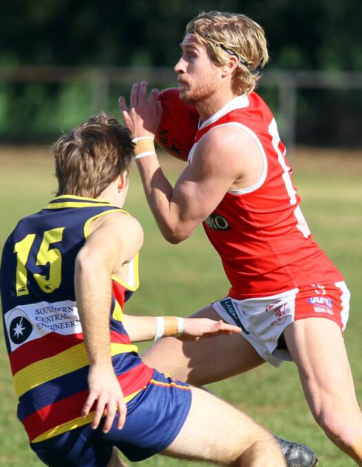 STRONG INCLUSION: Mid-season recruit Steve Jolliffe in action against Leeton-Whitton last Saturday at Crossroads Oval. Picture: Les Smith