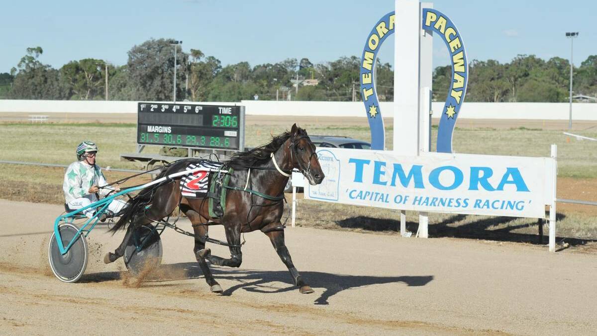 Business In Motion wins at the Temora Pacers Cup carnival in 2015. Picture: Kieren L Tilly