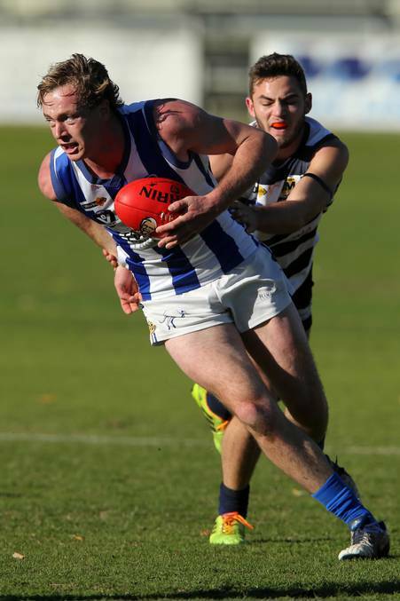 IN CHARGE: Jarred Lane, pictured playing at Corowa-Rutherglen, has been appointed as Narrandera's new senior coach. Picture: The Border Mail