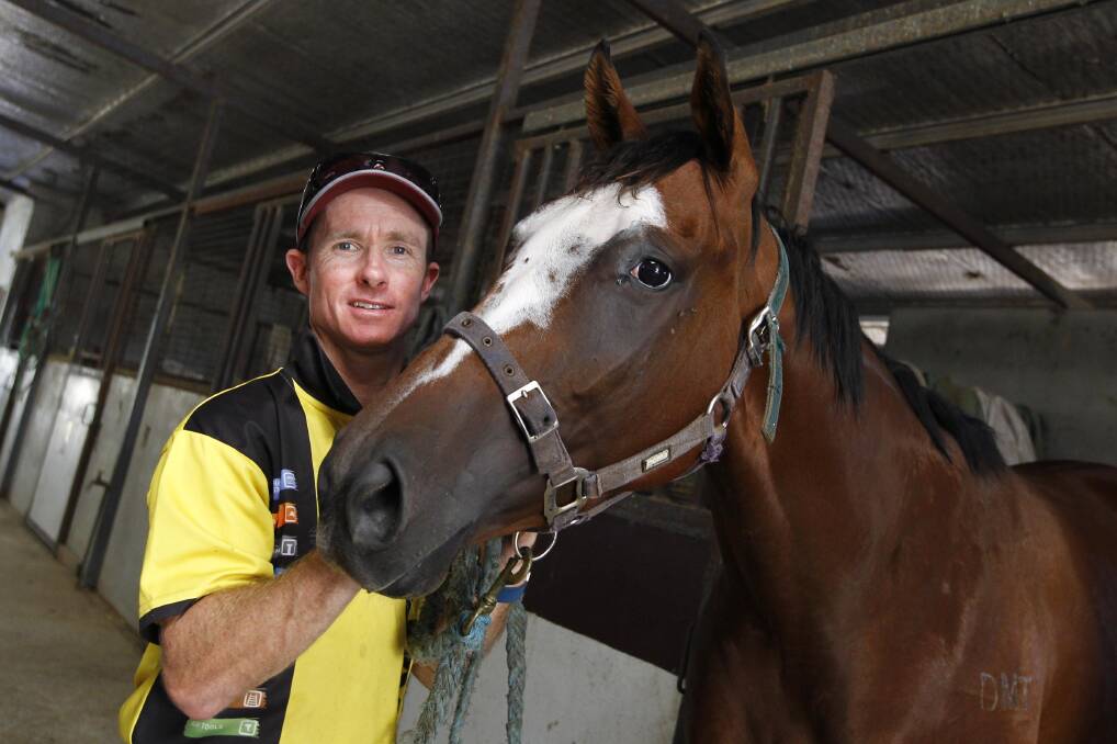 ENJOYABLE RIDE: Wagga jockey Brad Clark with Yoghurt from the Peter Morgan stable. Picture: Les Smith