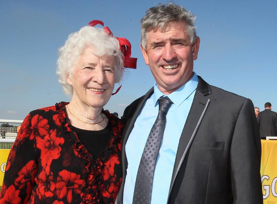 SPECIAL MOMENT: Edie Murray with her son Paul after the win of Coolotta on Wagga Gold Cup day at Murrumbidgee Turf Club. Picture: Les Smith