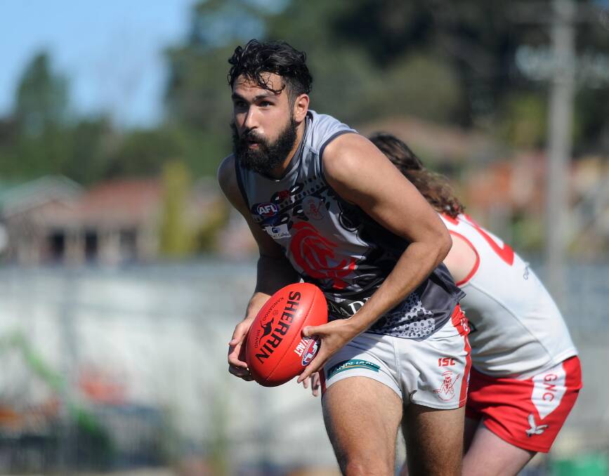 DEDICATION: Collingullie-Glenfield Park ruckman Chris Jackson in action during Sunday's preliminary final win over Griffith. Picture: Laura Hardwick