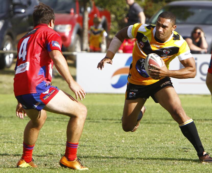 OUT: Gundagai winger Noa Fotu will miss Sunday's clash with Brothers, plus more, after suffering a bad hamstring tear against Temora last weekend. Picture: Les Smith