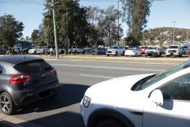 Car parking overflowed onto the nature strip at Bolton Park on Saturday as a clash between miniroos and Wagga Tigers' home game caused chaos. Picture by Tom Dennis