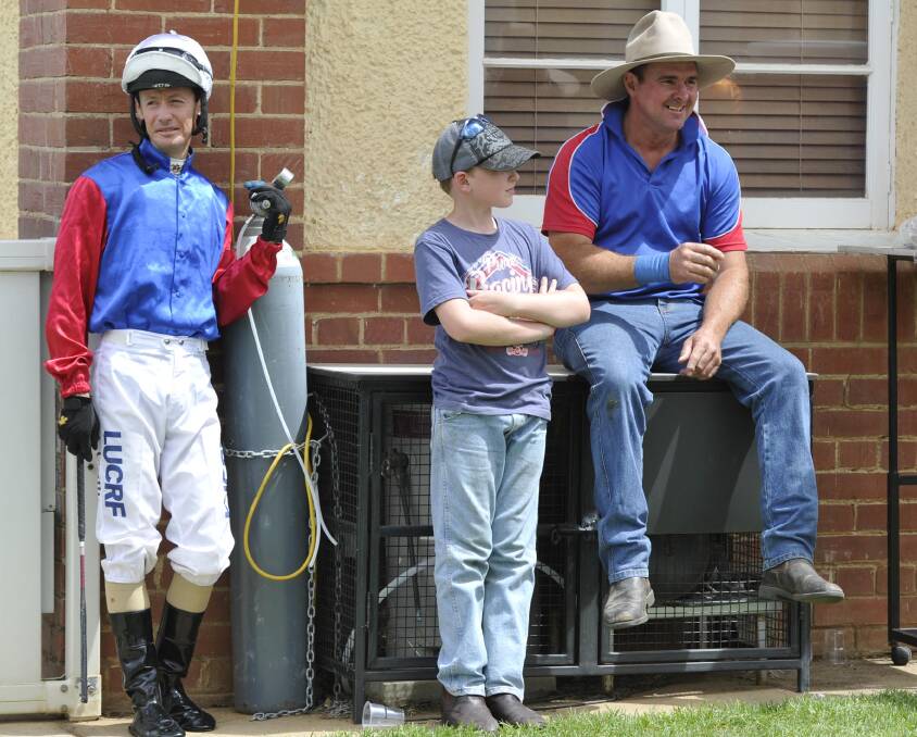 COMING TOGETHER: Wagga trainer Trevor Sutherland (right) will team up with Mathew Cahill (left) on Cosmic Star at Canberra on Friday.