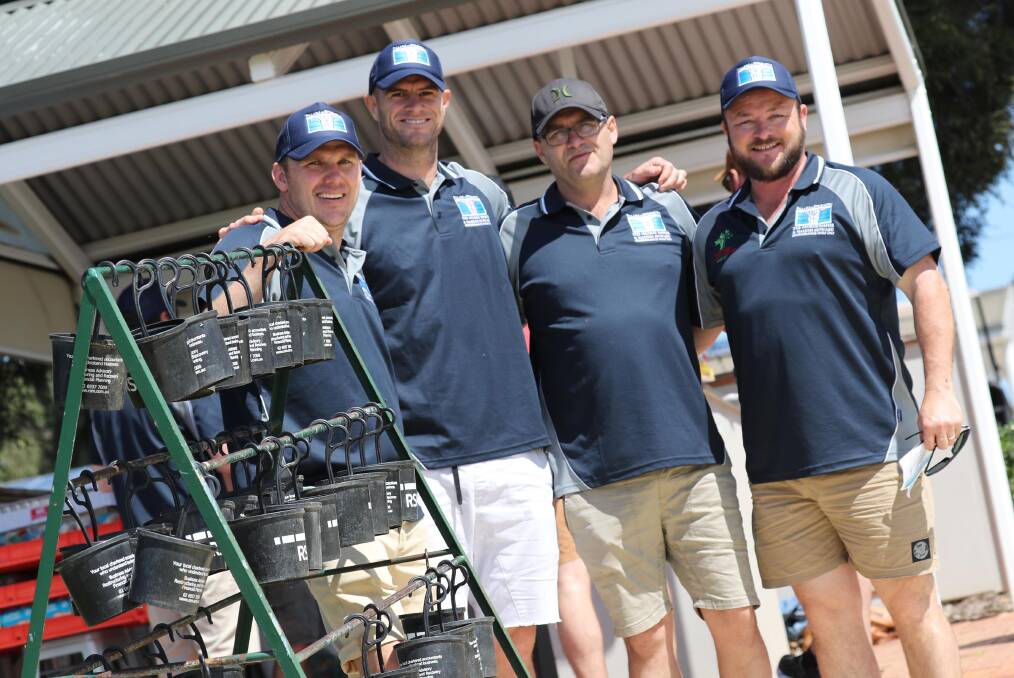 BIG DAY: Jarrod Maher, Matt King, Ben Thompson and Ben Howard at the George Maher & Hamish Howard Remembrance Golf Day. Picture: Les Smith