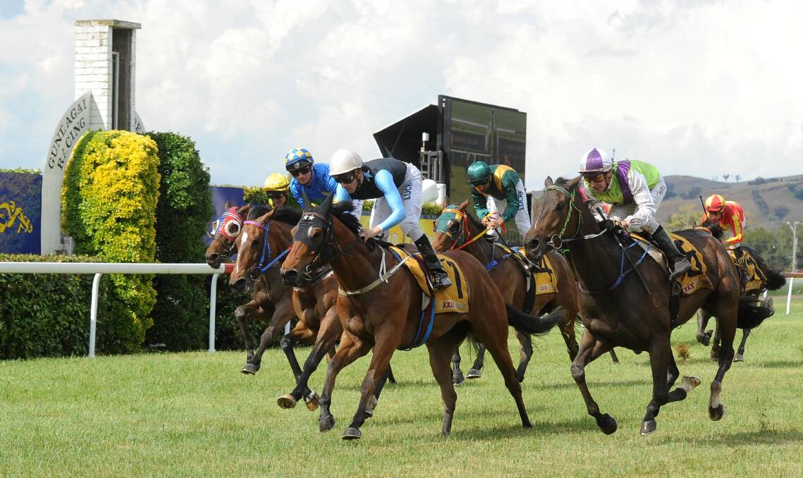 TOO GOOD: Nick Heywood guides Ribs to victory in the Wattle Hire Class One Showcase Handicap (1400m) at Gundagai on Friday. Picture: Laura Hardwick