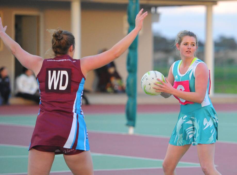 BIG CHALLENGE: Uranquinty's centre Olivia Tilyard (right) has been in good form and faces a big test against New Kids Aces on Saturday. Picture: Kieren L Tilly