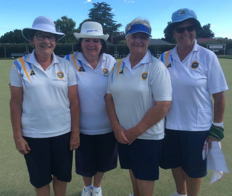 SUCCESS: Marilyn Hillier, Janet Graham, Julie Smith and Carol Sanbrook after winning the District Senior Fours. Picture: Helen Jennings