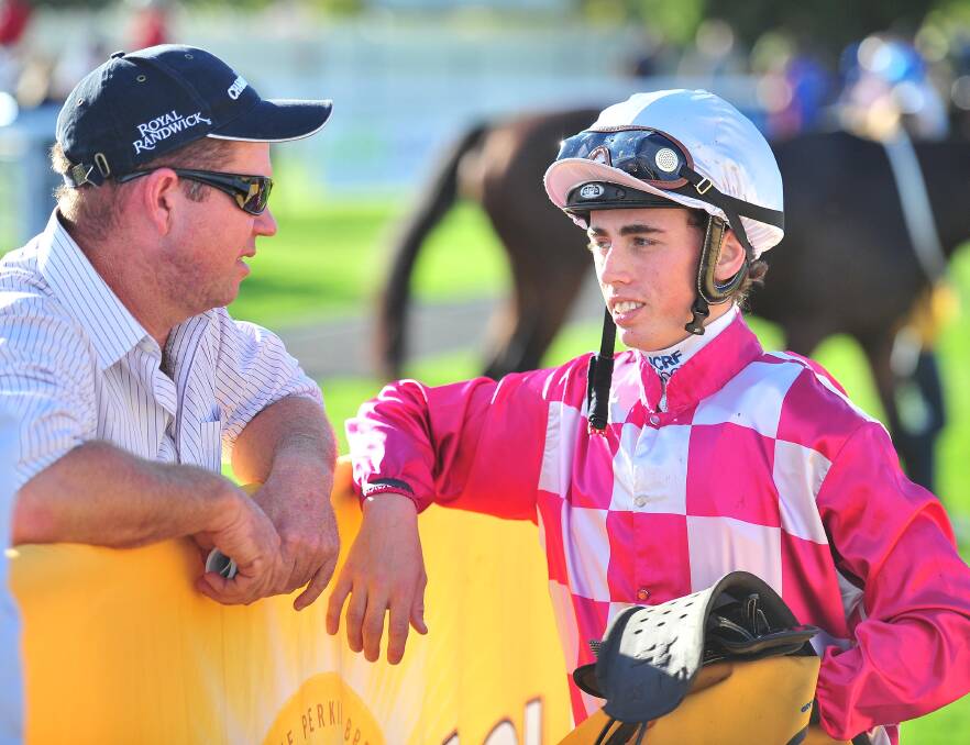 EXCITING TIMES: Canberra trainer Steven O'Brien and young Victorian apprentice Lachlan King after the Cup Prelude win with Rose's Song. Pictures: Kieren L Tilly