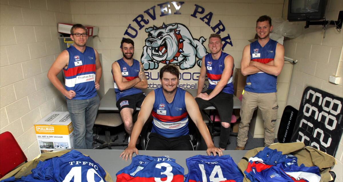 EXCITING TIMES: Turvey Park coach Mitch Sykes (middle) with new recruits Clint Shields, Josh Ashcroft, Andrew Emery and Kodie O'Malley. Picture: Les Smith