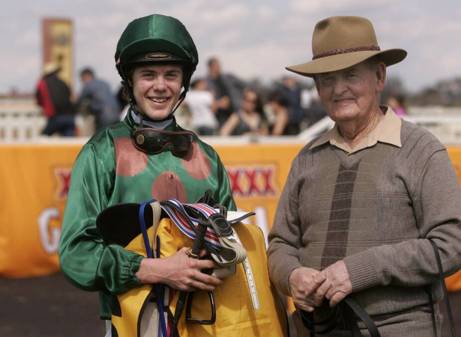 John Kissick with Peter Clancy after riding a winner for the stable at Wagga back in 2010. Picture by Oscar Colman