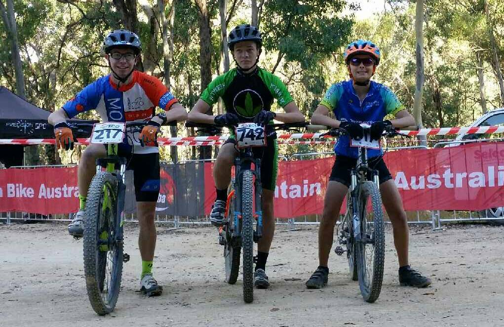 READY TO GO: Wagga's Josef Winkler, Sam McEnally, James Boetto prepare themselves for the opening round of the XCO national series at Orange.
