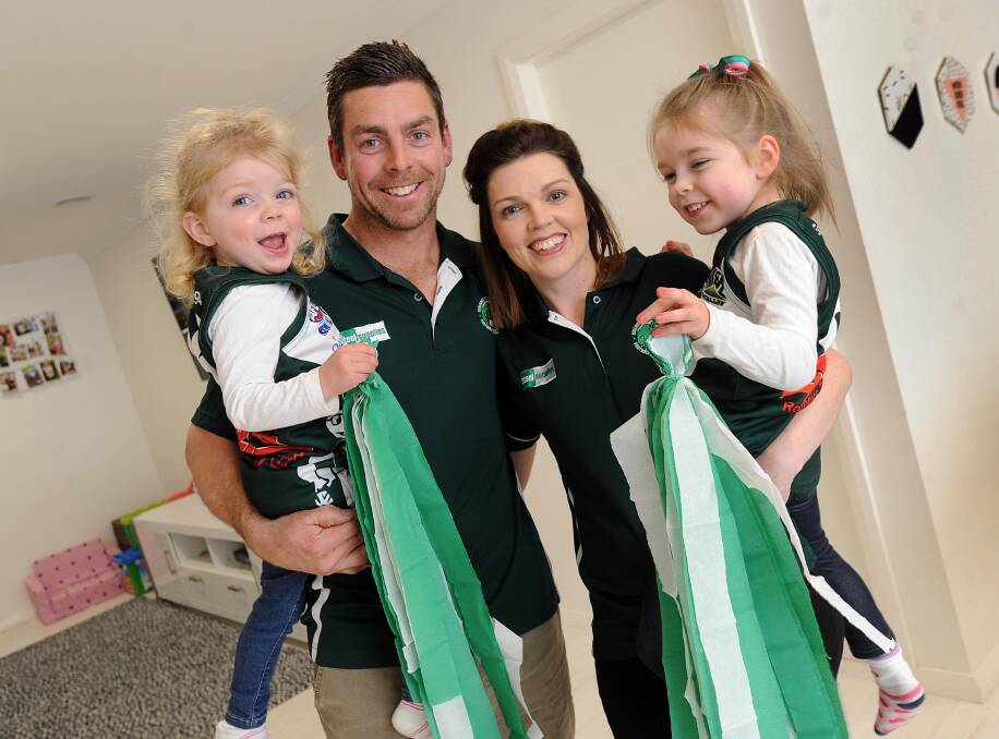 FAMILY TIME: Ryan Chamberlain at home with his biggest supporters, wife Melinda and kids Elsie, 2, and Maisy,4. Picture: Laura Hardwick