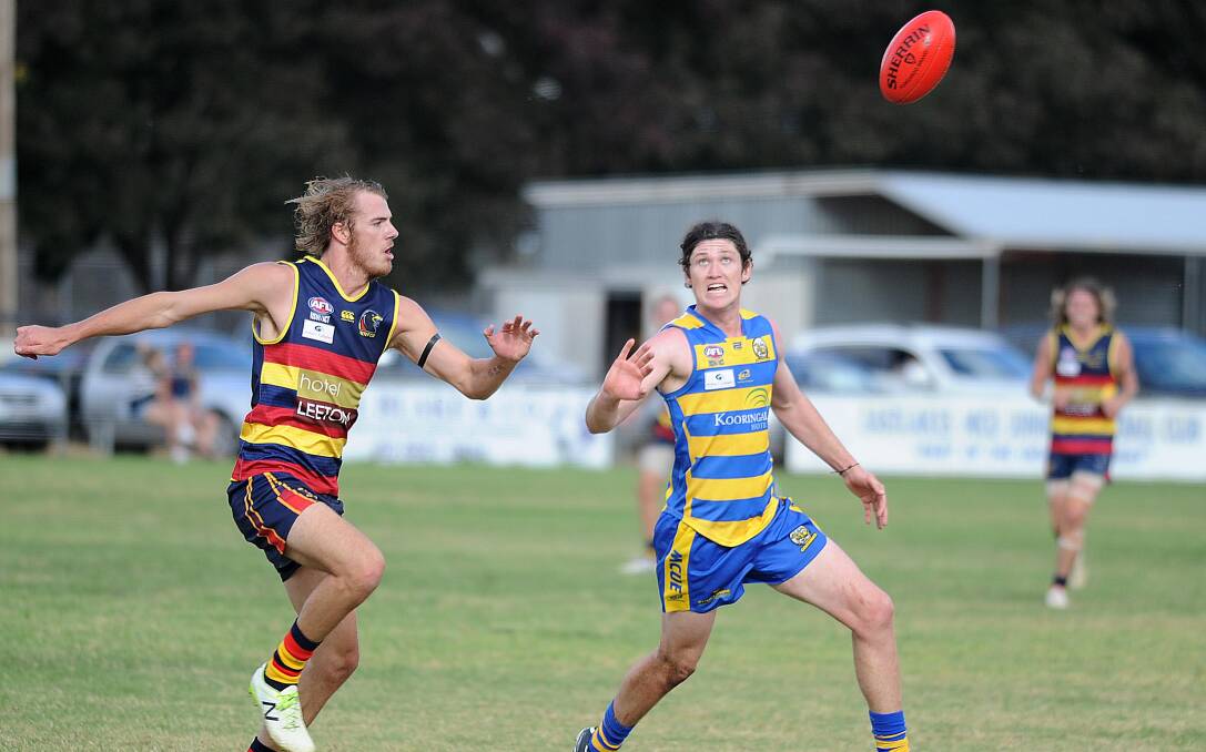 KEY MOVE: MCUE's Matt Collins competes with Leeton-Whitton's Josh Grant when the two teams met in round three. Picture: Laura Hardwick