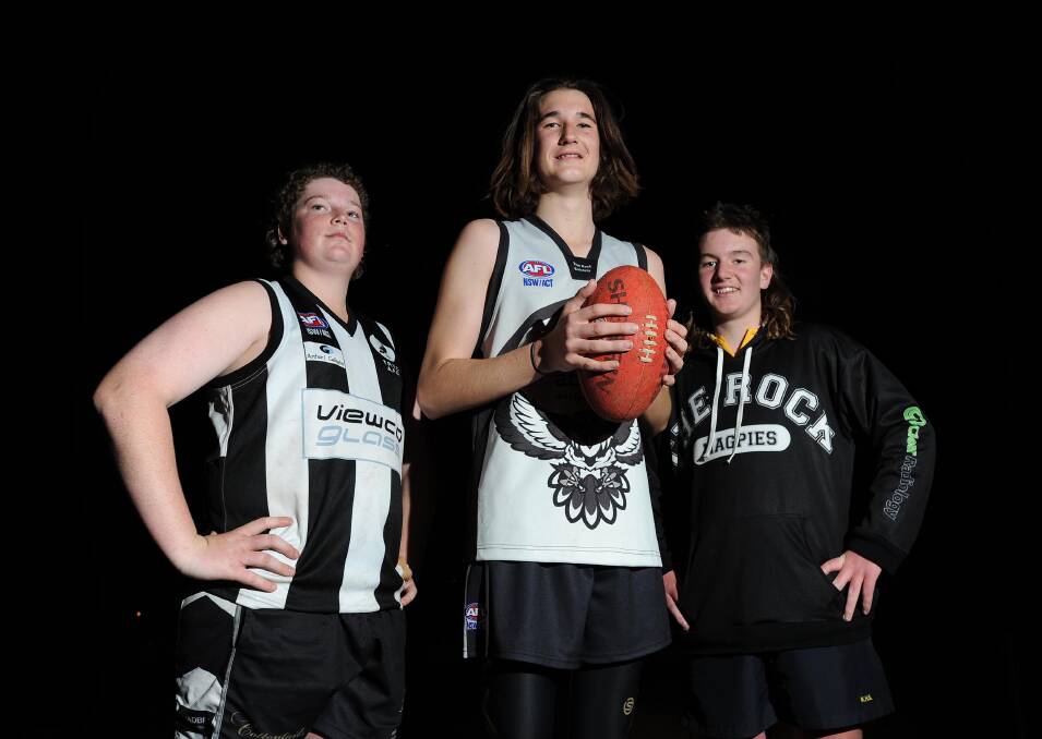 EXCITING TIMES: Dale Marsden 15, Jack Driscoll 15 and Lachlan Stear 14 are looking forward to playing under 17s for The Rock-Yerong Creek next year. Picture: Laura Hardwick