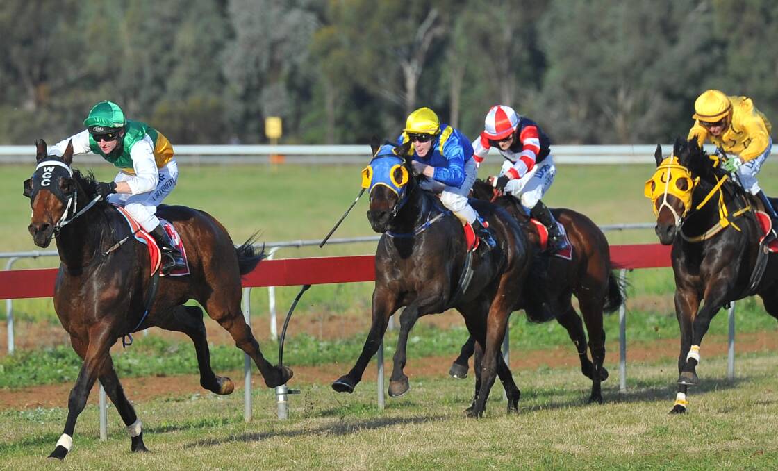 CITY TEST: Grand Allowance winning at Narrandera last year. He will take on a listed $100,000 race at Rosehill on Saturday. Picture: Laura Hardwick