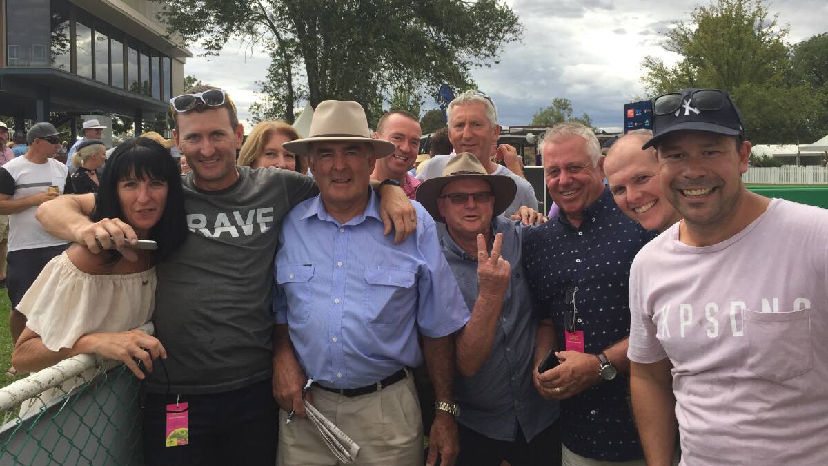 HAPPY OWNERS: The connections of Wagga three-year-old Forever Newyork celebrate their second place finish at Albury on Sunday. 