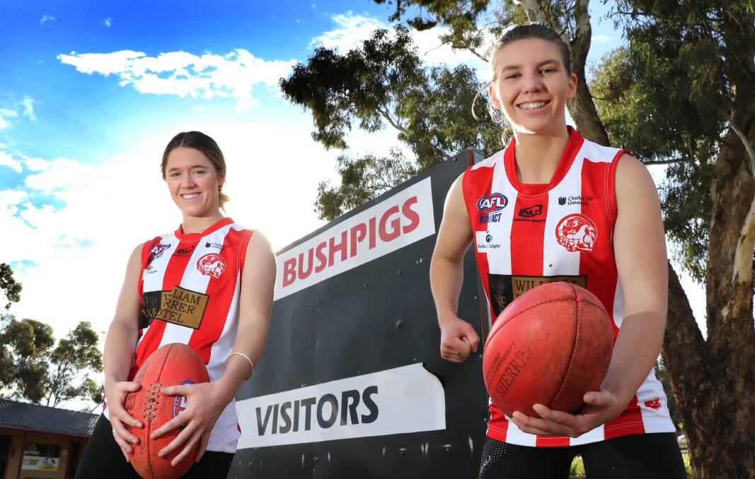 EXCITING TIMES: Isobel Cleary (L) and Gabrielle Goldsworthy will play with Charles Sturt University (CSU) in the new Southern NSW AFL Women's club competition. Picture: Les Smith