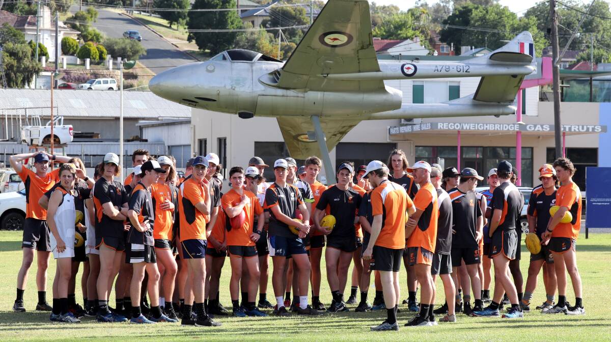 THAT TIME ALREADY: The region's talented teens are put through their paces at the Giants Academy's opening training session on Tuesday. Picture: Les Smith