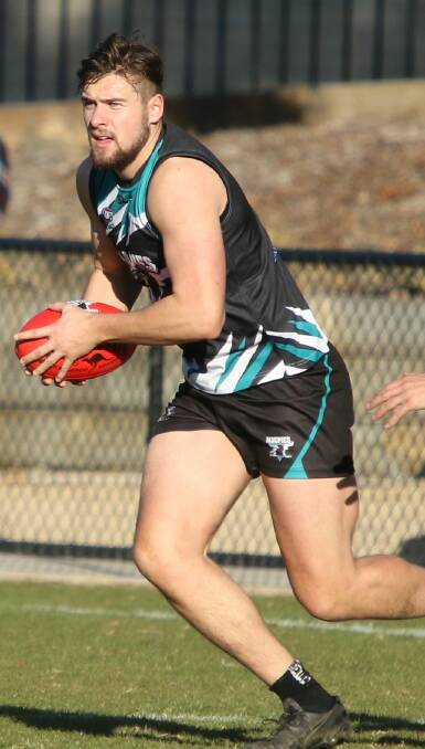 NEW SAINT: Key defender Daniel Jordan in action for Belconnen in an AFL Canberra game this season. Picture: Belconnen Football Club