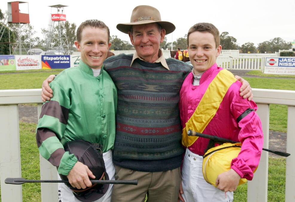 MENTOR: Leeton trainer Peter Clancy with Brad (left) and Tim Clark back in 2005.